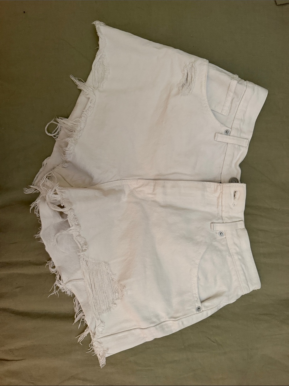 Levi's White Denim High Waisted Mom Shorts